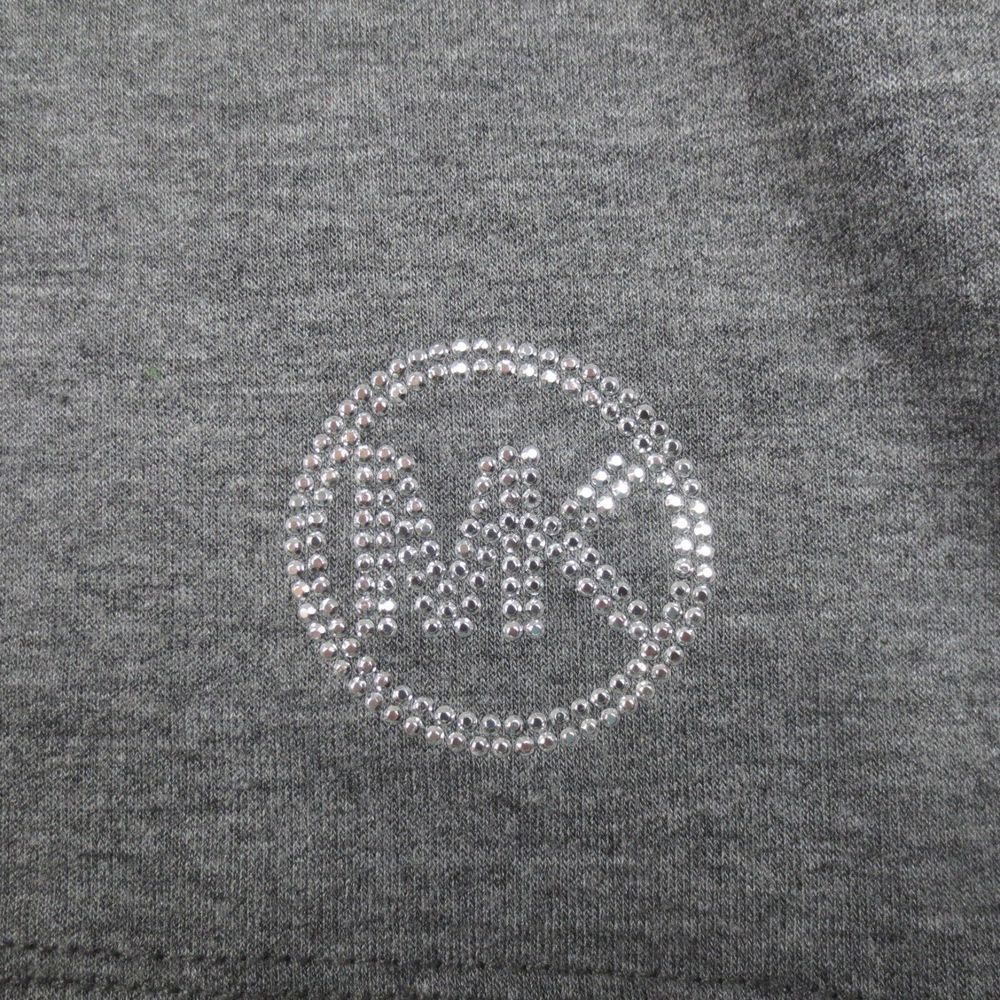 Michael Kors Top Womens L‎ Gray Cowl Neck Rhinestone Stretch Knit Sweater Logo - Picture 2 of 10